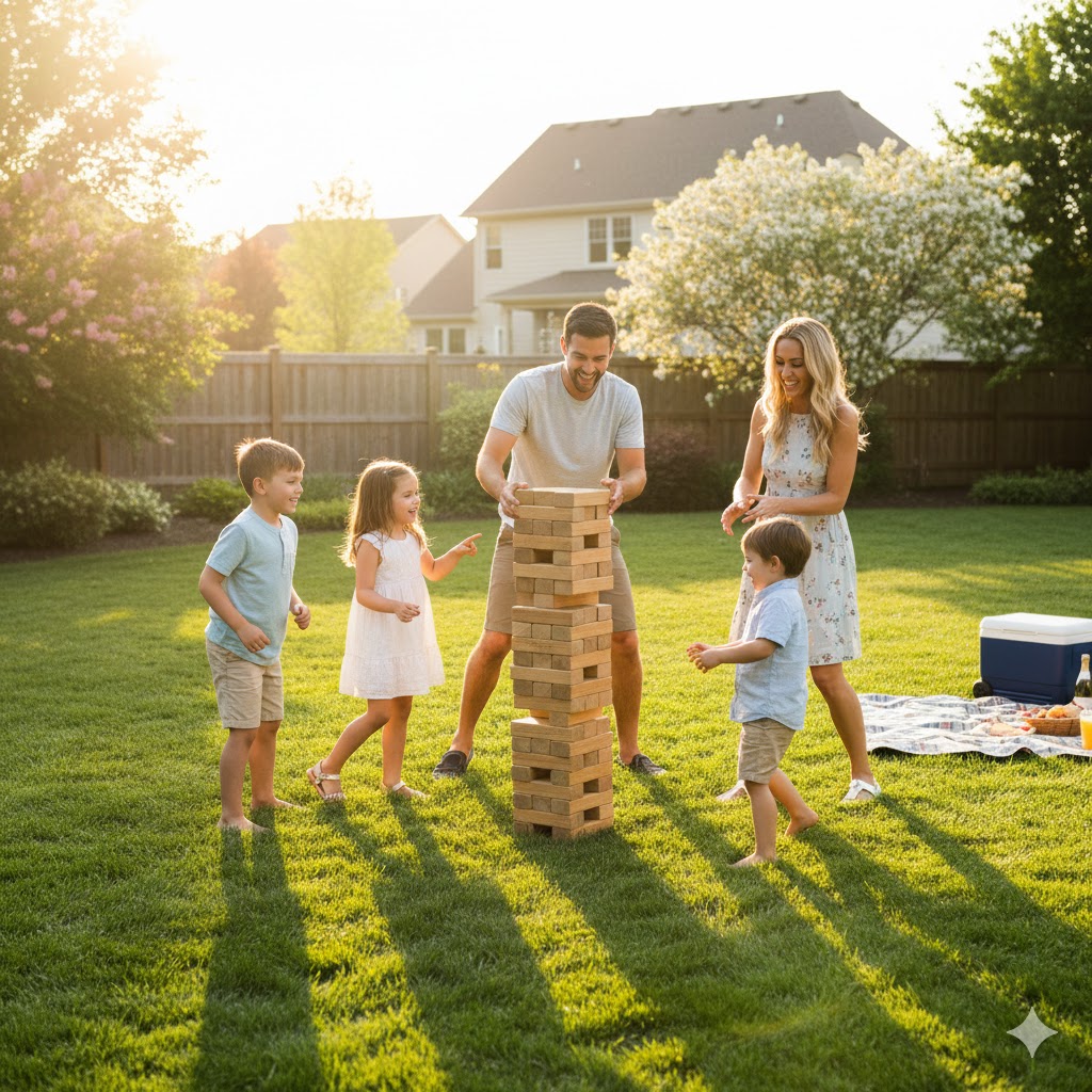 aktive spill familie ute