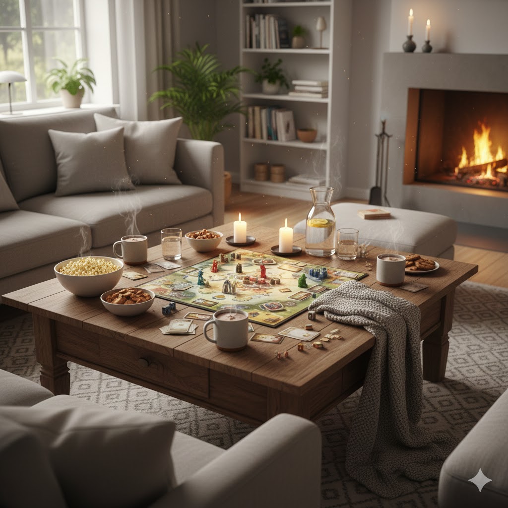 familiespill hygge stue